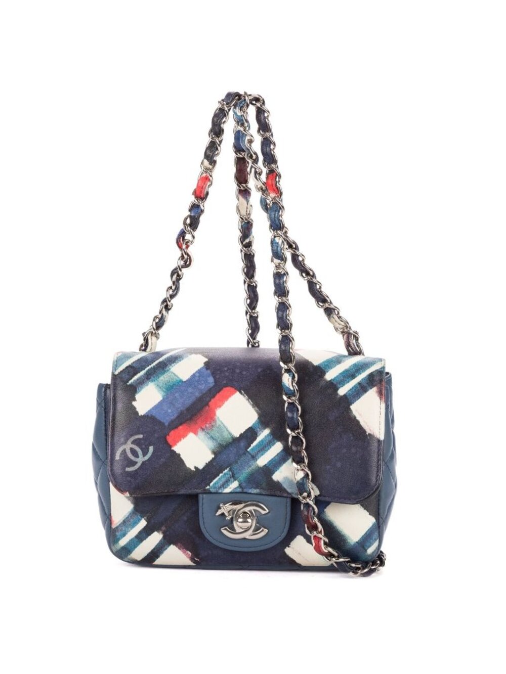 Chanel Limited Edition Mini Airlines Classic Corner Wear Flap Bag Blue White